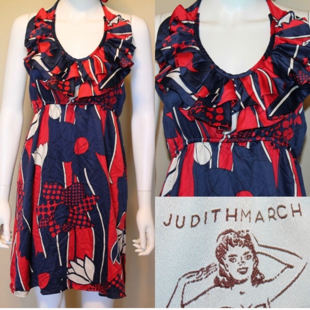 ANTHROPOLOGIE Judith March red and blue dress